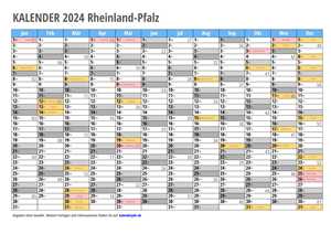 Kalender 2024 Rheinland-Pfalz Monate