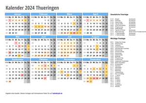 Kalender 2024 Thueringen Schulferien